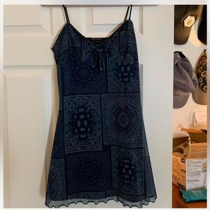 Urban Outfitters Navy Blue Patterned Mini Dress